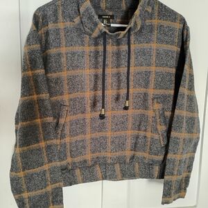 Forever 21 Gray and Gold Checkered Hoodie